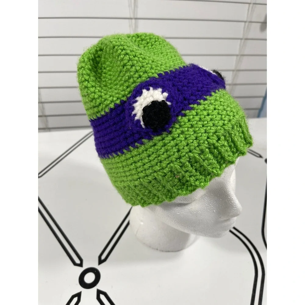 Teenage Mutant Ninja Turtles Beanie‎ Hat Crochet Green Purple Kids